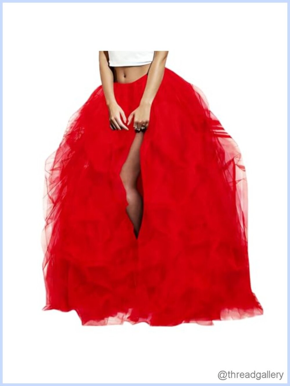 Women's Floor-Length Tulle Maxi Skirt with Slit for Formal Occasions